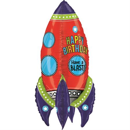Foil balloon rocket "HAPPY BIRTHDAY! HAVE A BLUST!"