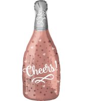 Fooliumist õhupall šampuse pudel «Cheers!» roosa-kuldne