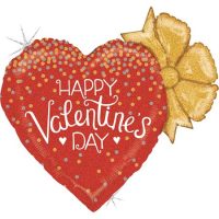 Сердце «Happy Valentine's day» красный, голографический