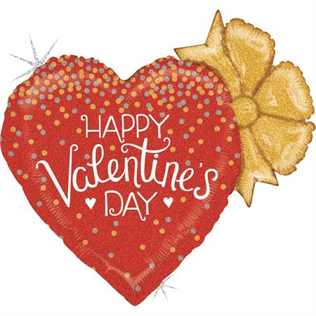 Süda «Happy Valentine's day»  punane, holograafiline