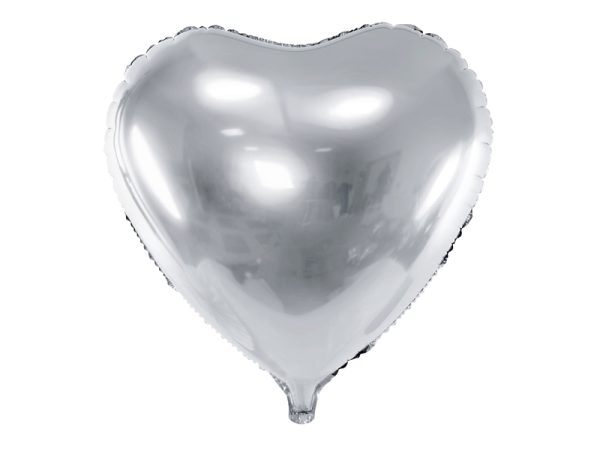 Heart, silver metallic, 45cm