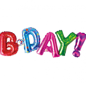 Inscription «B-DAY!» with air