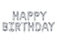 Фольгированный шар-надпись "HAPPY BIRTHDAY" серебро