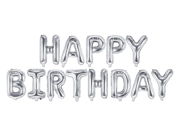 Fooliumist tähed "HAPPY BIRTHDAY" hõbe