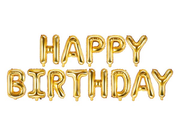 Fooliumist tähed "HAPPY BIRTHDAY" kuldne