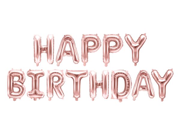 Fooliumist tähed "HAPPY BIRTHDAY" roosa kuldne