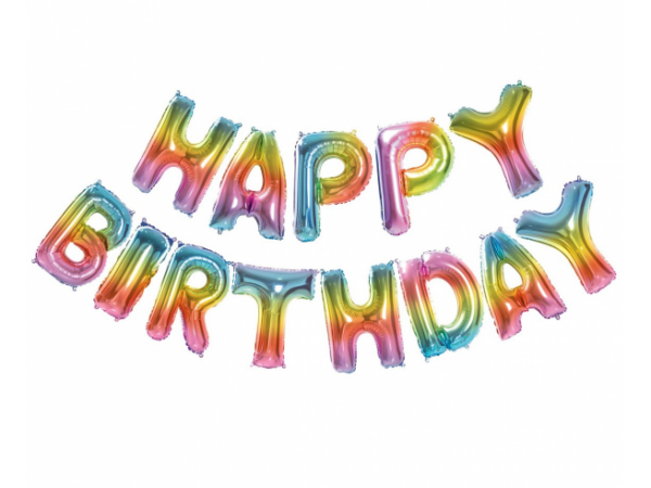 Надпись «HAPPY BIRTHDAY» цветной с воздухом