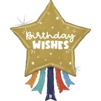 Fooliumist õhupall "BIRTHDAY WISHES", täht