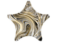 Foil balloon «Star» marble - black, white, golden