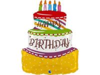 Foil balloon cake «HAPPY BIRTHDAY», three-layer