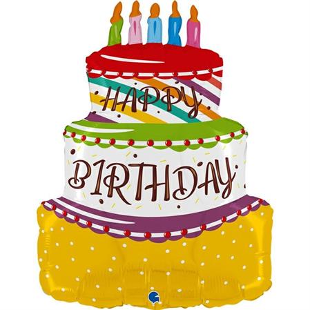 Fooliumist õhupall tort «HAPPY BIRTHDAY», kolmekihiline