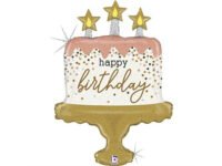 Foil balloon cake «HAPPY BIRTHDAY», konfetti