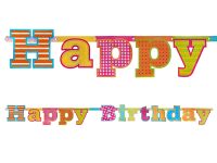Paberist bänner "HAPPY BIRTHDAY" värviline, holograafiline