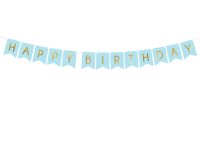 Бумажный баннер "HAPPY BIRTHDAY" голубой
