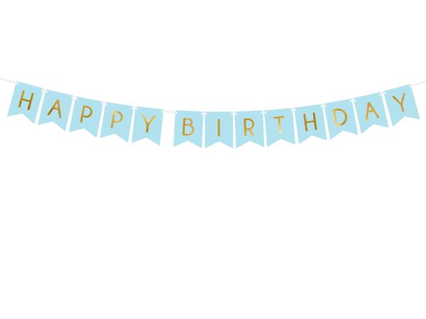 Vanik-Happy-Bitthday-helesinine-GRL57-001J Бумажный баннер "HAPPY BIRTHDAY" голубой