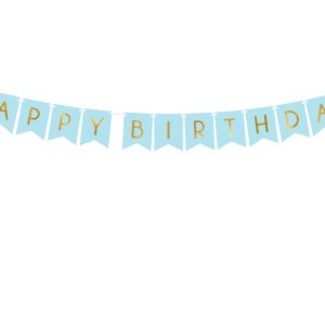 Paberist bänner "HAPPY BIRTHDAY" helesinine