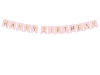 Бумажный баннер "HAPPY BIRTHDAY" розовый