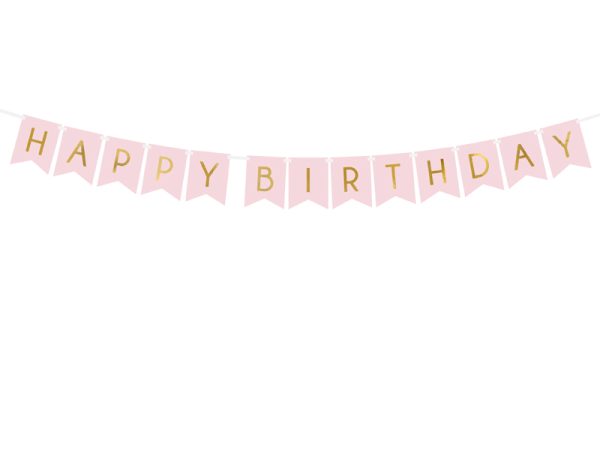 Paberist bänner "HAPPY BIRTHDAY" roosa