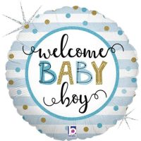 Фольгированный шар "WELCOME BABY BOY", круглый