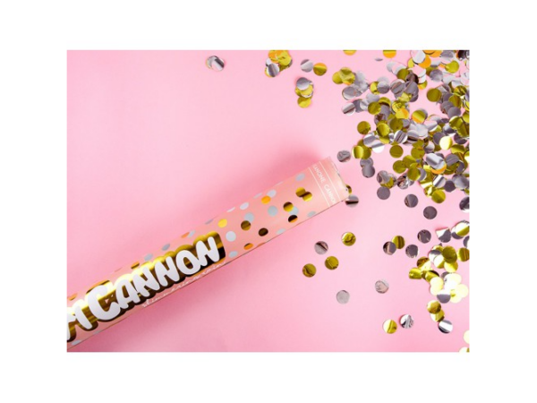 hobe-kuldne-kahur Confetti cannon "SILVER / GOLDEN CIRCLES"