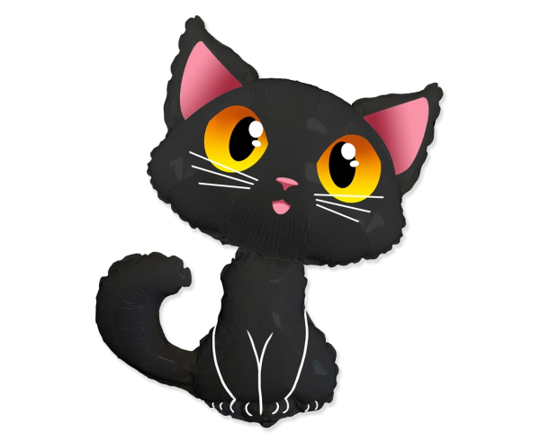 Foil balloon «Cat», black