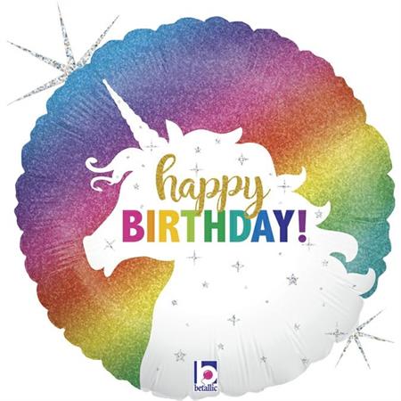 Ükssarvik «Happy birthday» ümmargune