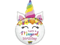 Unicorn «Have a magical birthday», round, head