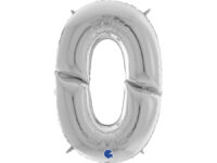 Foil balloon "NUMBER 0" silver, large