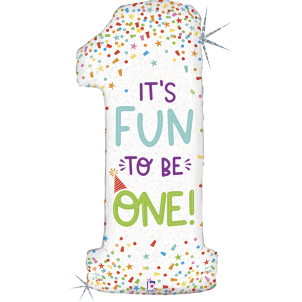 number-1 Foil balloon NUMBER 1 IT'S FUN TO BE ONE" holo glitter