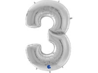 number-3-suur Fooliumist õhupall "NUMBER 3" hõbe suur