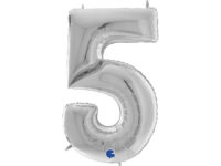 Foil balloon "NUMBER 5" silver, large