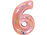 number-6-roosa-kuldne-sarav Фольгированный шар "ЦИФРА 6" розово-золотой блестящий