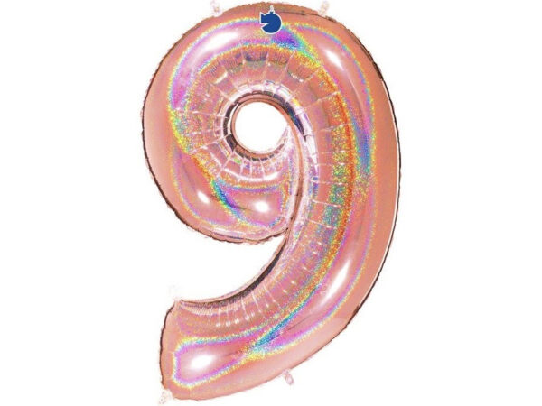 number-6-roosa-kuldne-sarav-2 Фольгированный шар "ЦИФРА 9" розово-золотой блестящий