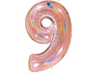 number-6-roosa-kuldne-sarav-2 Fooliumist õhupall "NUMBER 9" kuldne roosa särav