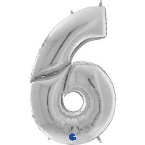 Foil balloon "NUMBER 0" silver, large