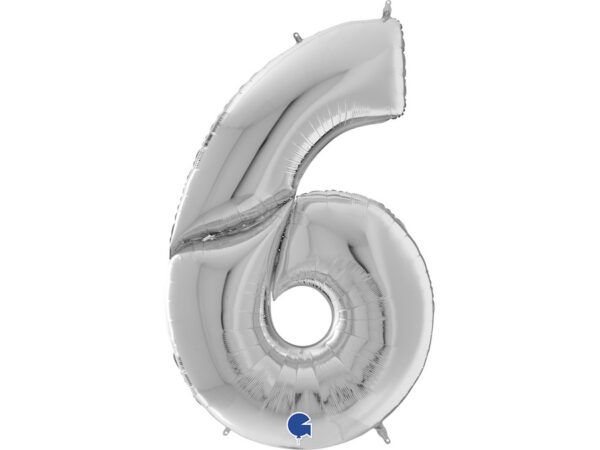 Fooliumist õhupall "NUMBER 6" hõbe suur