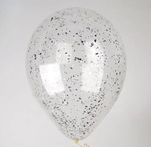 ohupall-konfettidega-hobedane-puru Crystal clear with confetti "silver glitters"