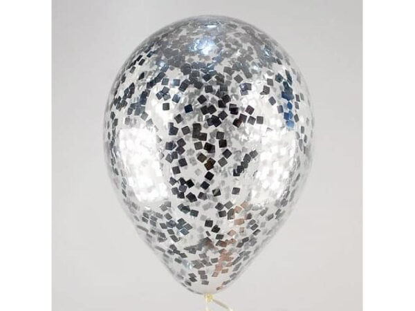 Crystal clear with confetti "silver squares"