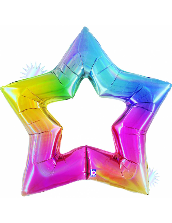Фольгированный шар «ЗВЕЗДА», с дыркой, радужная