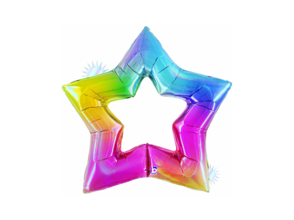 Foil balloon «STAR», with a hole, rainbow