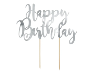 Cake topper "HAPPY BIRTHDAY" silver