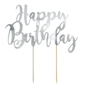 Koogitopper "HAPPY BIRTHDAY" hõbe