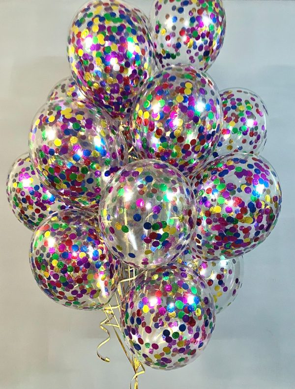 varvilised-tapid Crystal clear with confetti "multicolor circles"